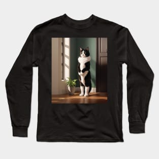 Intriguing portrait of Mon Chat standing in light and dark Long Sleeve T-Shirt